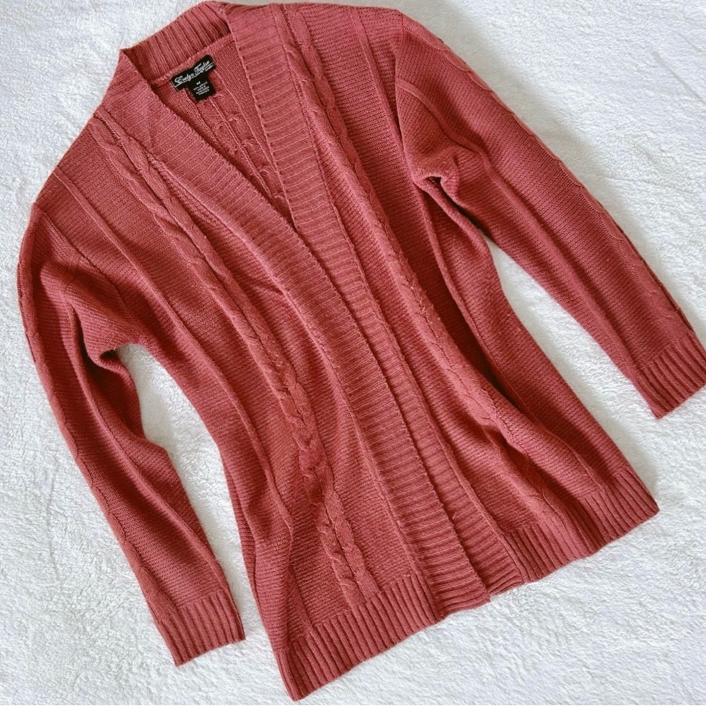 cable knit open cardigan